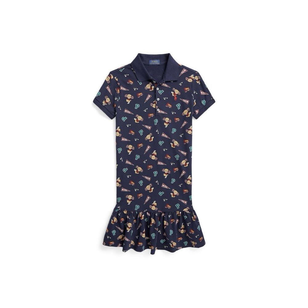 Polo Ralph Lauren Big Girls Polo Bear Cotton Mesh Polo Dress Cheerleader Size L